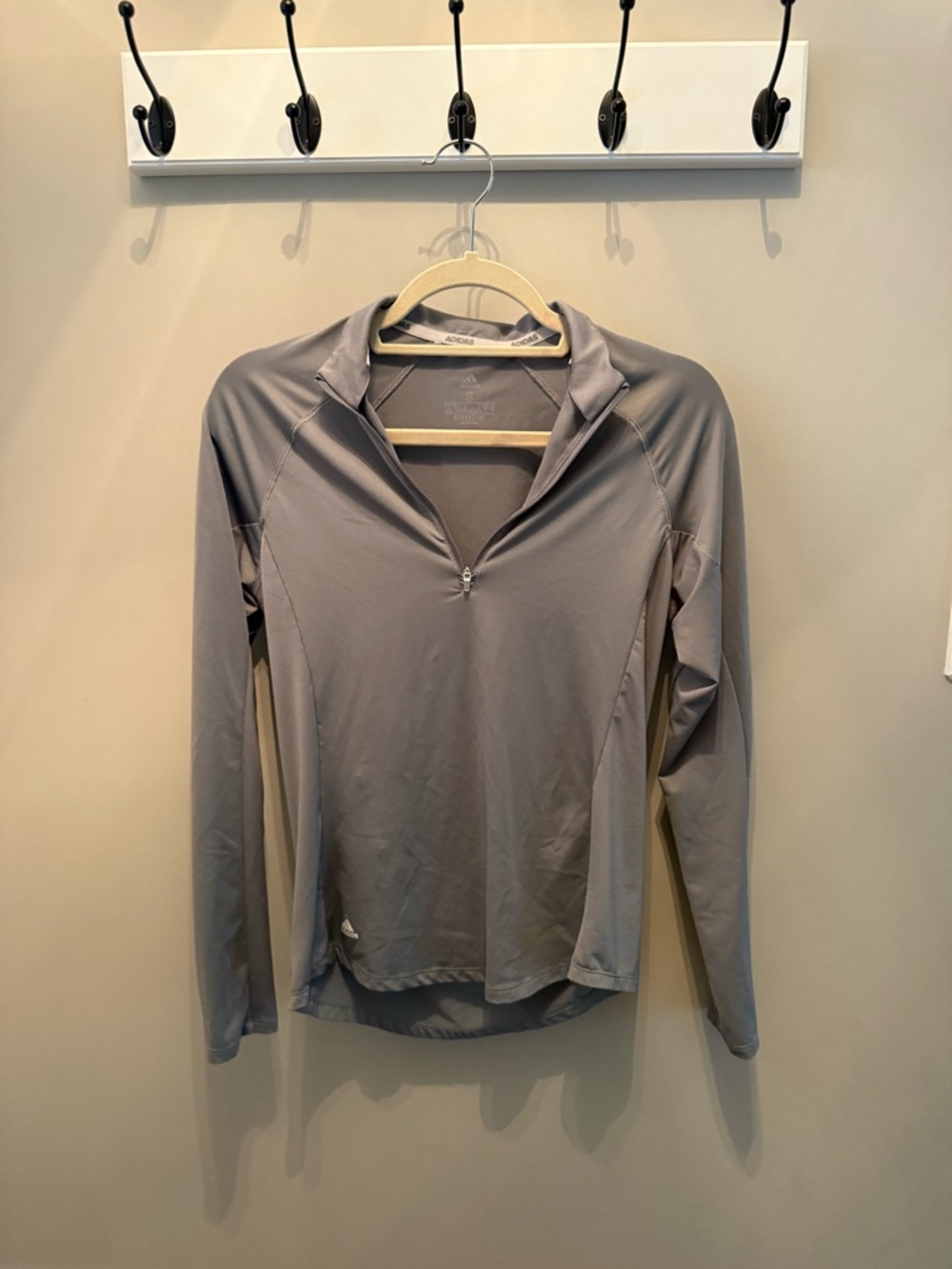 adidas Gray Long-Sleeve Quarter-Zip Performance Tee